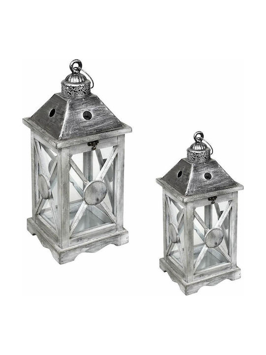 Espiel Lanterns Set Wooden Floortop Gray 2pcs