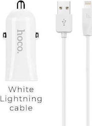 Hoco Car Charger White Z12 Total Intensity 2.4A with Cable Lightning