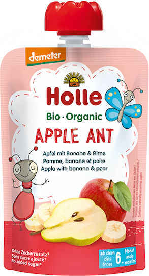 Holle Fruit-Vegetable Puree Fruit cream with Flavor Apple, Banana & Pear No Added Sugar 100gr for 6+ Months