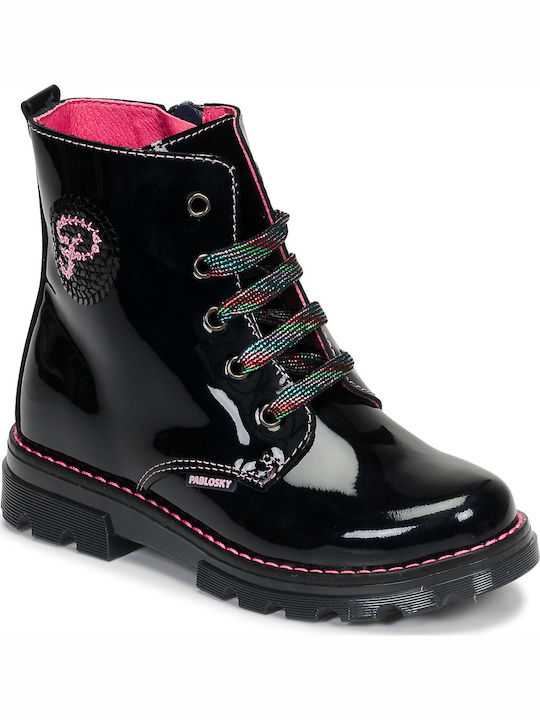 Kinderstiefel aus Lackleder mit Reißverschluss Schwarz
