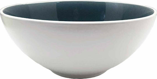 Marva Forest Ceramic Salad Bowl White-Blue 24.5x24.5x10.8cm