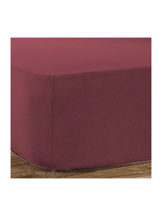 Nef-Nef Sheet for Single Bed with Elastic 100x200+30cm. Jersey 016711 Bordo