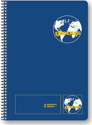 Globus Spiral Notebook Ruled B5 100 Sheets 2 Subjects Classic G201 Blue 1pcs