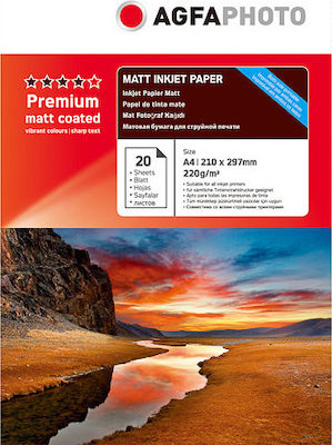 AgfaPhoto Premium Photo Paper Matte A4 (21x30) 220gr/m² for Inkjet Printers 20 Sheets