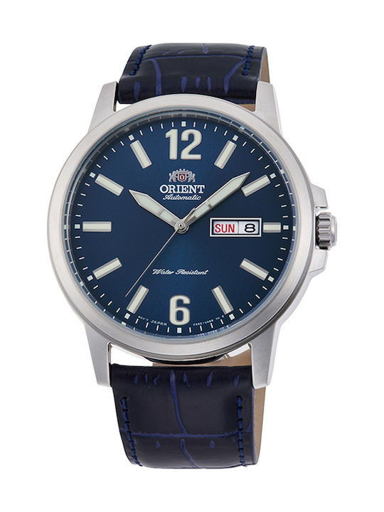 Orient Watch Battery with Blue Leather Strap