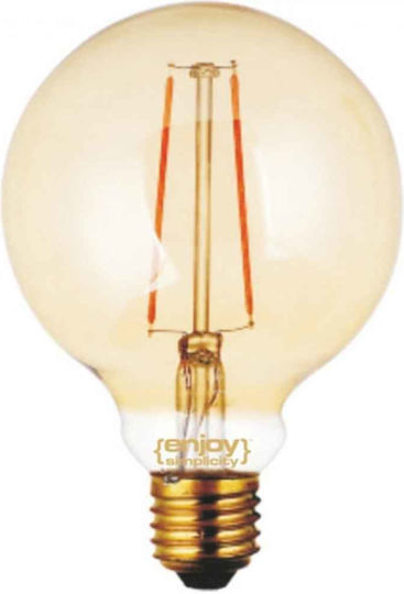 Elvhx LED-Lampe 2.5W für Fassung E27 und Form G95 Warmes Weiß 200lm Dimmbar