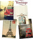 Next Notebook Ruled B5 4 Subjects Vintage 1pcs (Μiscellaneous Designs/Colors)