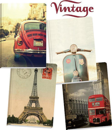 Next Notebook Ruled B5 4 Subjects Vintage 1pcs (Μiscellaneous Designs/Colors)