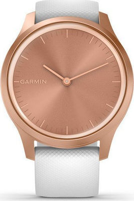 Garmin Vivomove Style Stainless Steel 42mm Αδιάβροχο Smartwatch με Παλμογράφο (White/Rose Gold)