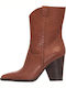 Sante Leather Women's Cowboy Boots with High Heel Tabac Brown