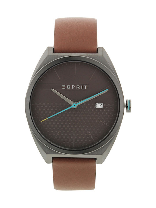 Esprit Uhr mit Braun Lederarmband ES1G056L0035