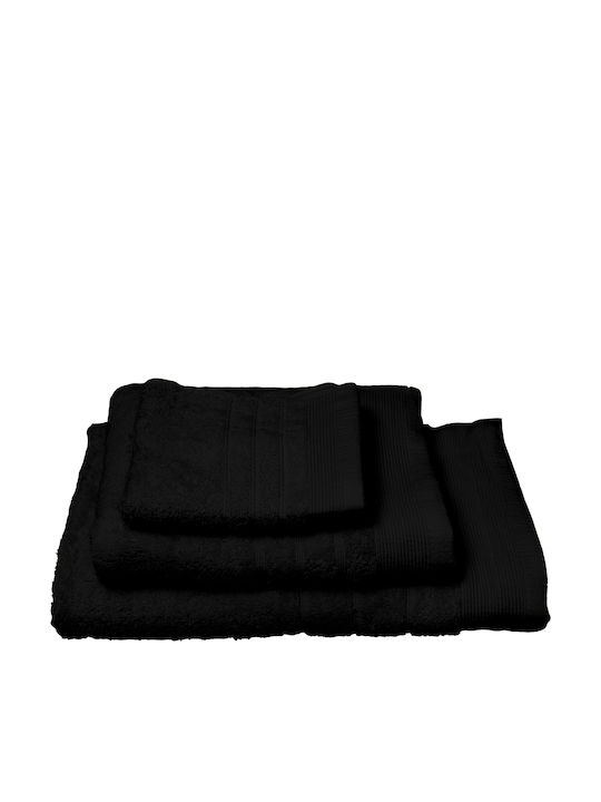 Sunshine Σετ Πετσέτες Μπάνιου 3τμχ Χίμπουρι 15 Black Βάρους 500gr/m²