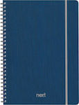 Next Spiral Notebook Ruled A4 4 Subjects Fabric Blue 1pcs