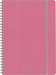 Next Spiral Notebook Ruled A4 140 Sheets 4 Subjects Fabric Pink 1pcs