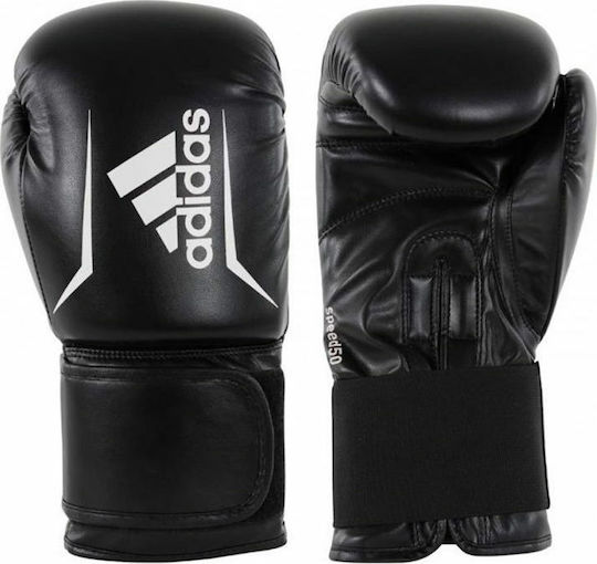 adidas Speed 50 Kids Boxing Gloves made of Synthetic Leather for Match Black/White