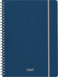 Next Spiral Notebook Ruled B5 4 Subjects Fabric Blue 1pcs