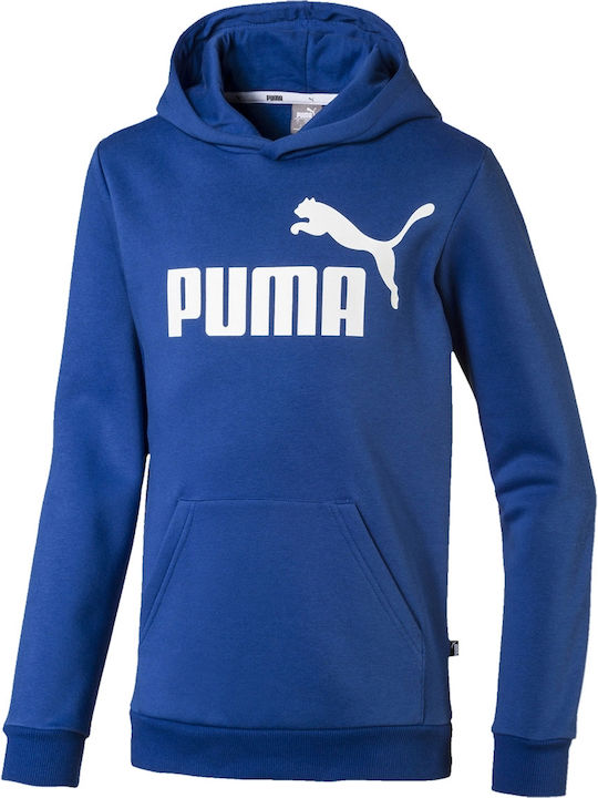 Puma Kids Fleece Sweatshirt with Hood and Pocket Blue Essential