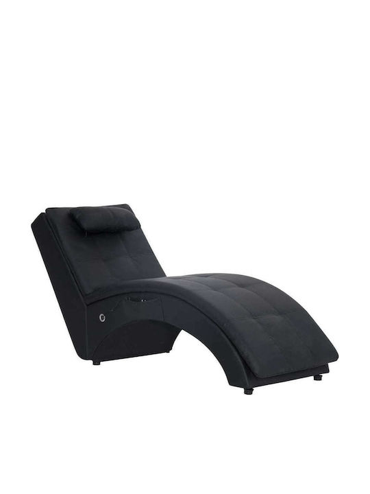 Recliner of Faux Leather Black L145xW54xH72cm
