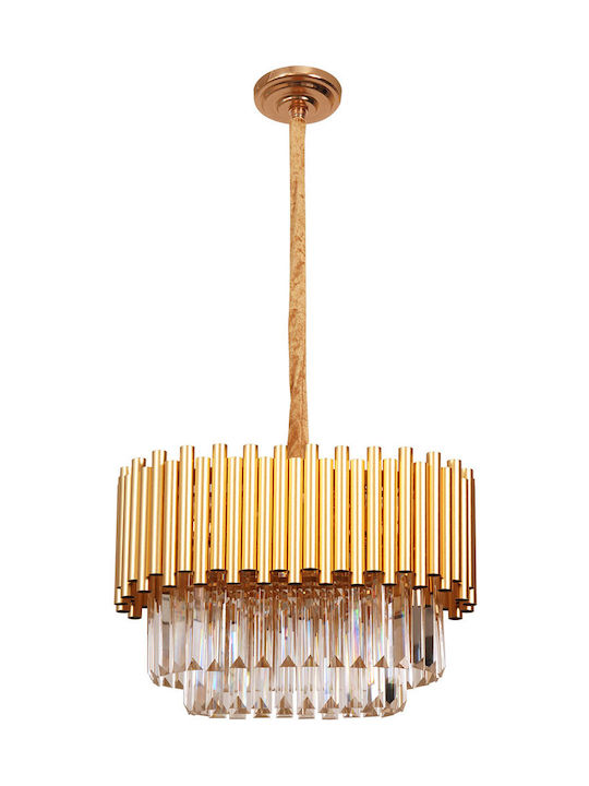 ARlight Pendant Light Gold with Crystals for 6 Bulbs E14, E.14 50x50cm