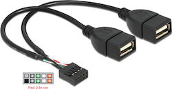 DeLock USB pinheader female - 2x USB 2.0 female 0.2m