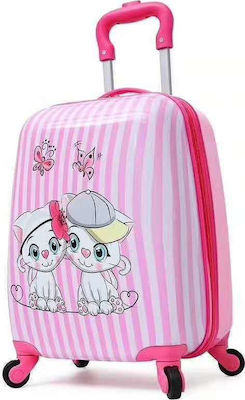 A2S Kittens-Best Friends Children's Cabin Travel Suitcase Hard Pink with 4 Wheels Height 45cm.