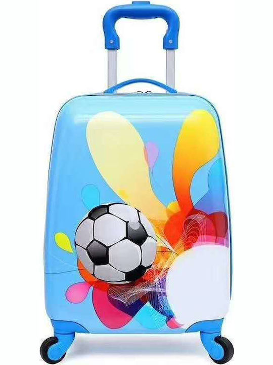 A2S Kids Soccer Ball Cabin Hard Suitcase Light Blue with 4 Wheels Height 45cm