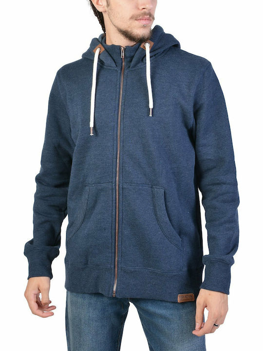 Body Action Men's Cardigan with Hood & Pockets Navy