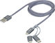 Legrand Braided USB to Lightning / Type-C / micro USB 1.20m Cable Silver (050693)