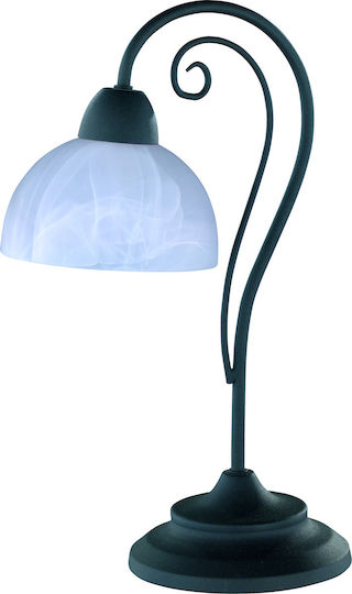 Trio Lighting Metal Table Lamp for Socket E14 with White Shade and Black Base