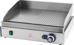 Hendi Gewerbliche Flachgrillplatten Elektrisch 55x42x24cm 2.4kW mit glatter & geriffelter Platte Blue Line