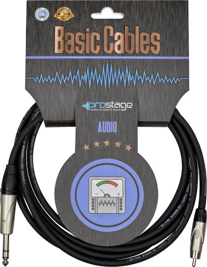 Prostage Kabel 6,3mm Stecker - RCA-Stecker 5m Schwarz (BRCS-05)