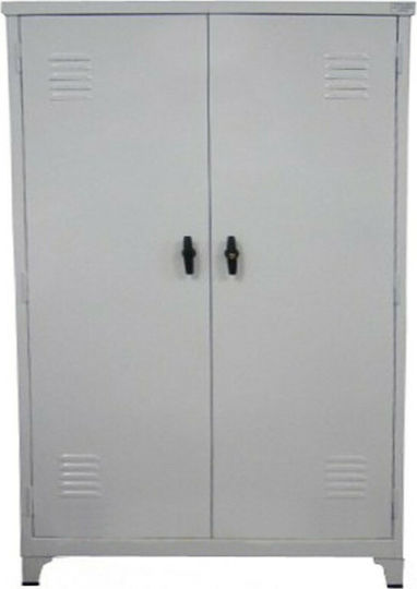 Zweiflügeliger Schrank Metallisch Verzinkt mit 4 Regale 100x45x175cm