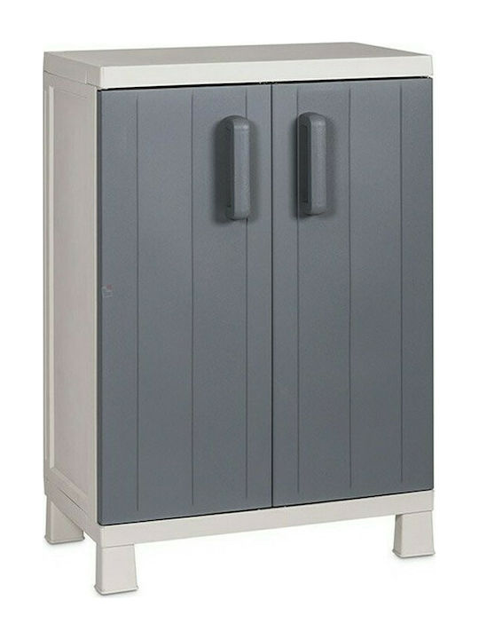 Double Door Wardrobe Anniversary Midi Plastic with 2 Shelves Light Grey / Basalt Grey 275 65x37x93cm