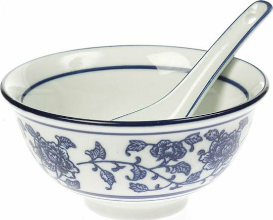 Artekko Serving Bowl Round made of Porcelain White-Blue with Diameter 11.5cm 2pcs