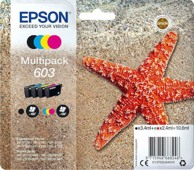 Epson 603 Πακέτο 4 Μελανιών Εκτυπωτή InkJet Κίτρινο / Κυανό / Ματζέντα / Μαύρο (C13T03U64010)