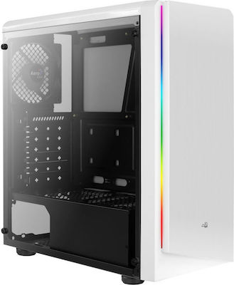 Aerocool Rift Gaming Midi Tower Computer Case with Window Panel and RGB Lighting White