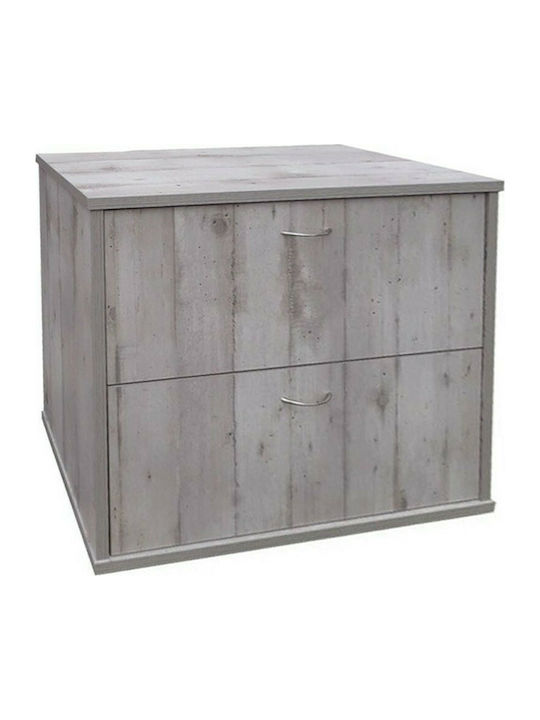 Wooden Chest of Drawers with 2 Drawers Gray 80x45x80cm