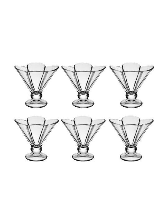 Marva Daisy Ice Cream Serving Bowl Round Glass Transparent 6pcs