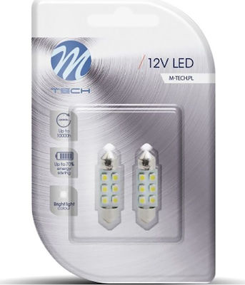 M-Tech Lămpi Autoturismului C10W / C5W LED Albastru 12V 0.48W 2buc