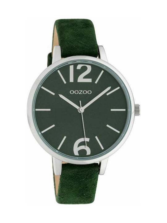 Oozoo Timepieces Часовник с Зелен Кожена Каишка