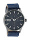 Oozoo Timepieces Γυναικείο Ρολόι 48mm Χρονογράφος Μπαταρίας με Μπλε Υφασμάτινο Λουράκι