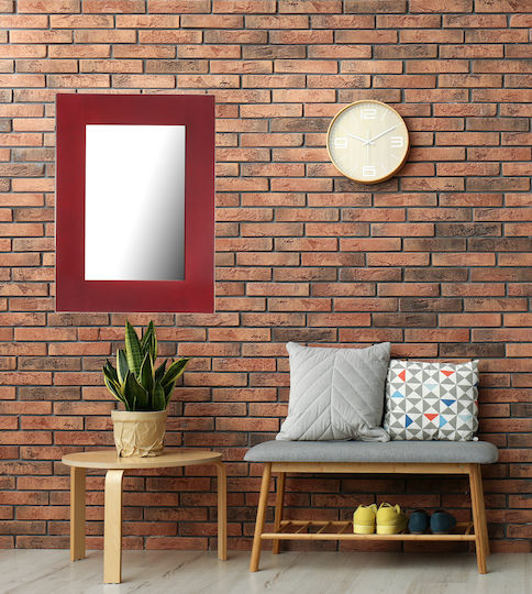 Artekko Chinoise Wandspiegel mit Rot Hölzernes Rahmen 90x70cm 1Stück