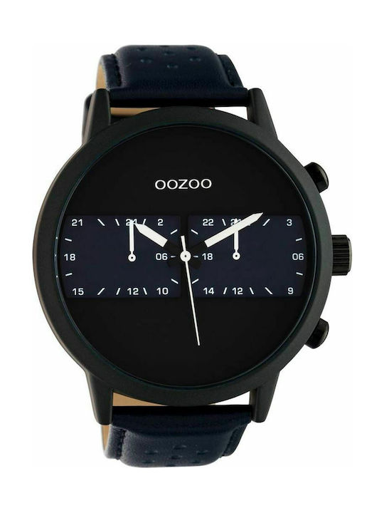 Oozoo Timepieces Watch Battery with Black Leather Strap