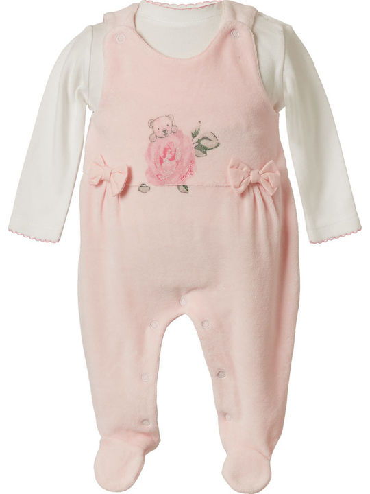 Energiers Baby Bodysuit Long-Sleeved Velvet Pink