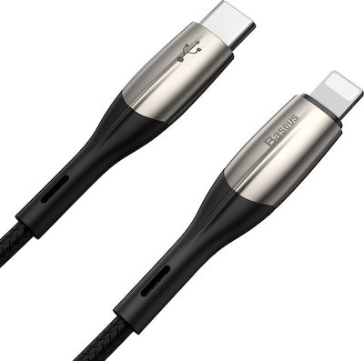 Baseus Horizontial Împletit USB-C la Cablu Lightning 18W Negru 1m (CATLSP-01)