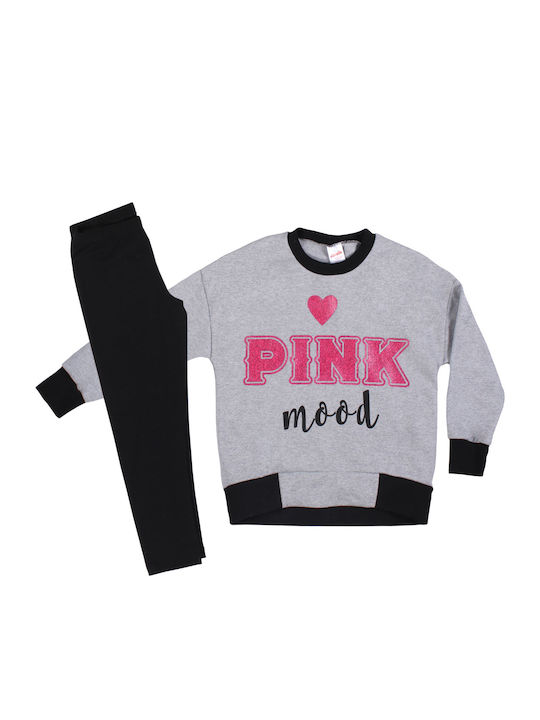 Minerva Kids' Pajamas Winter Cotton Gray Dancing Mood