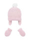 Mayoral Kids Beanie Set with Gloves Knitted Pink