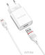 Borofone Charger with USB-A Port and Cable Lightning Whites (BA20A)