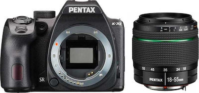Pentax DSLR Φωτογραφική Μηχανή K-70 Crop Frame Kit (DA 18-55mm F3.5-5.6 AL WR) Black