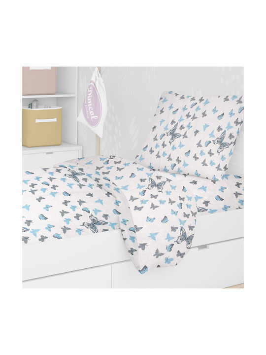 Dimcol Sheet Set Single Cotton Butterfly 56 Sky Blue 160x240cm 2pcs